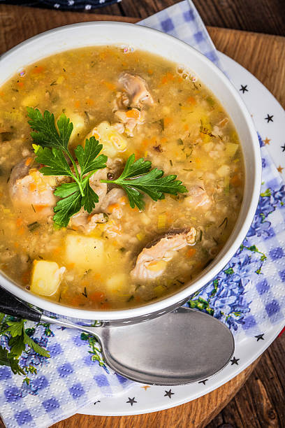istock Soup with barley and chicken gizzards. 636341426