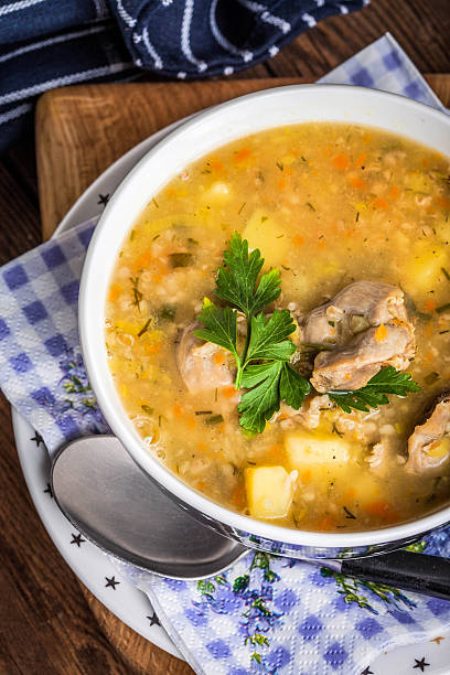 istock Soup with barley and chicken gizzards. 636341466