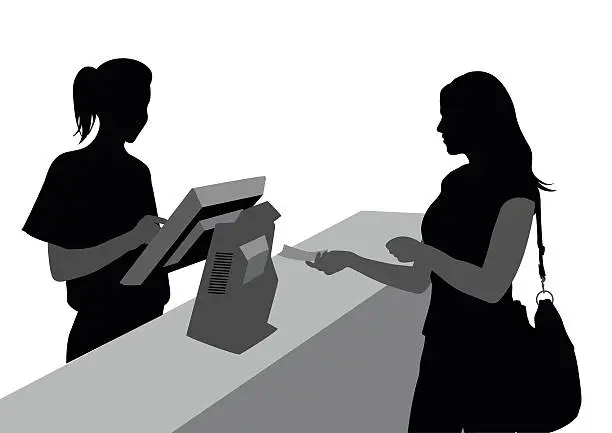 Vector illustration of Cashiers And Customers