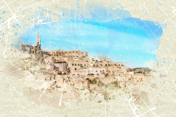 istock typical stones (Sassi di Matera) and church of Matera 636342090