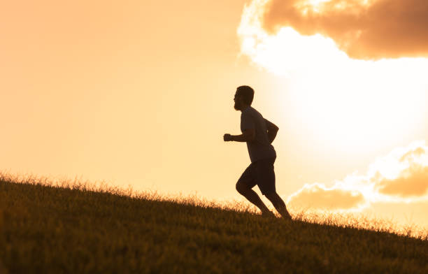 istock Male runner doing exercises in the park 636342582