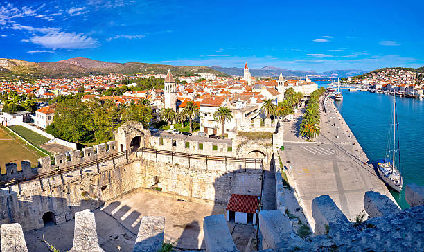 istock Town of Trogir rooftops and landmarks view 636344430