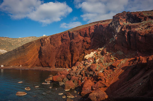 Image of unusual and unique Red beach on Santorini, Greece