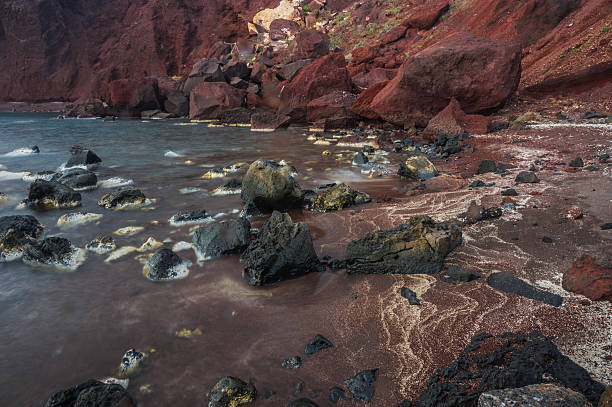 istock Unusual and unique Red beach on Santorini, Greece 636348066