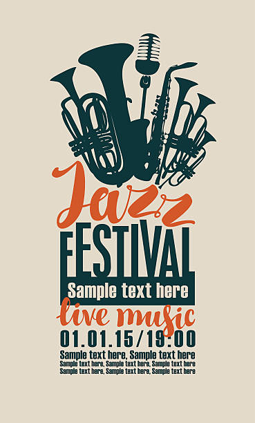 ilustrações de stock, clip art, desenhos animados e ícones de poster para o festival de jazz - trumpet musical instrument brass band classical music