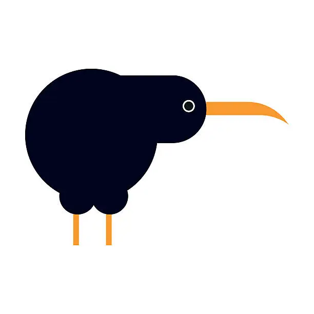 Vector illustration of North island brown kiwi bird cartoon flat vector illustration.