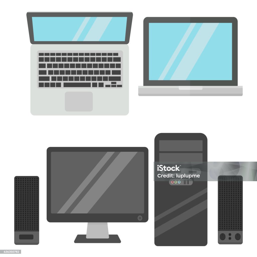 computer equipment royalty free vector image -... Computer Office Equipment Vector Stock Illustration - Download Image ...