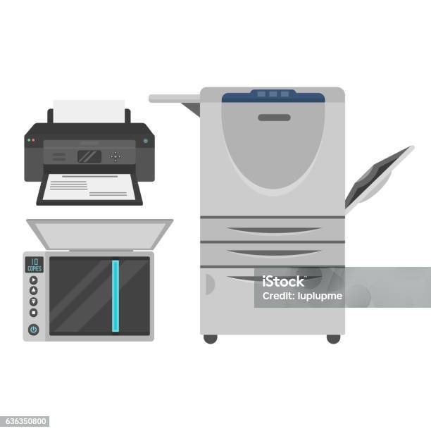 Computer Office Equipment Vector Stock Illustration - Download Image Now - Flat Bed Scanner, Medical Scanner, Bar Code Reader