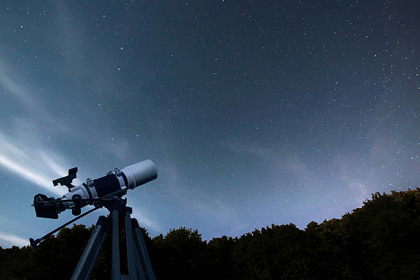 Astronomical Telescope night sky constellation Ursa Major, Ursa Minor Astronomical Telescope night sky constellation Ursa Major, Ursa Minor, Draco Starry night, Dark sky north star stock pictures, royalty-free photos & images