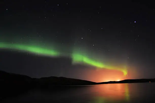Aurora borealis in Scotland, Shetland Islands in winter