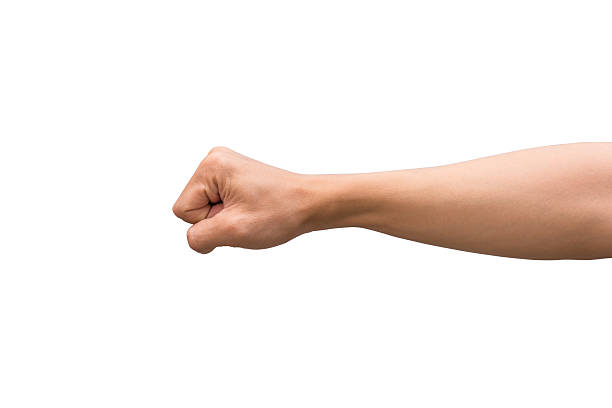 istock Man hand sign isolated on white background 636355478