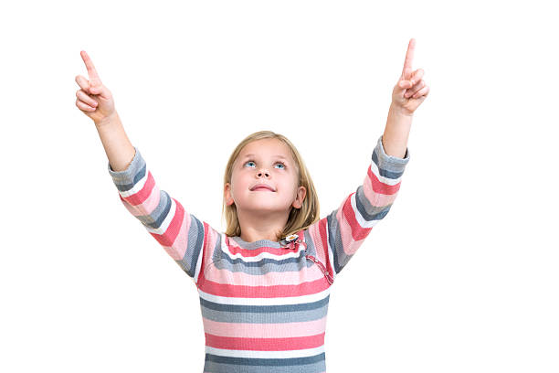 istock Little girl pointing on something with hand 636358114