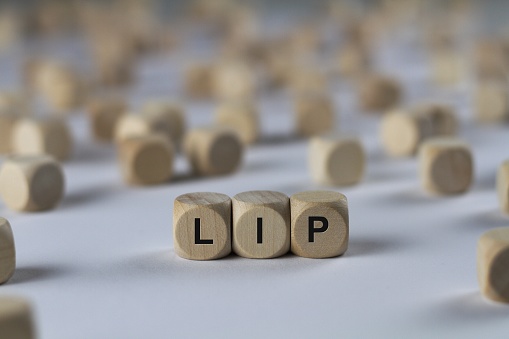 lip - cube with letters, sign with wooden cubes