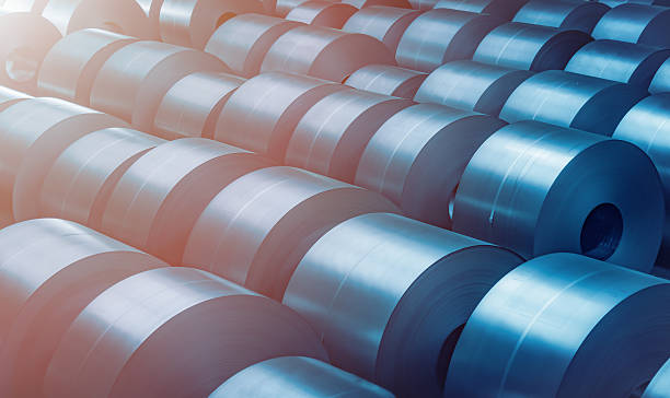 istock Cold rolled steel coil at storage area in steel industry 636362104