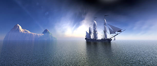 nave pirata nell'oceano blu - caravel nautical vessel sailing ship passenger ship foto e immagini stock