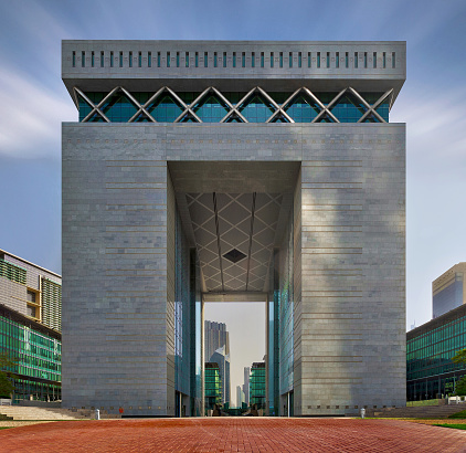 Dubai, United Arab Emirates - April 4, 2014: Dubai International Financial Center (DIFC) front view