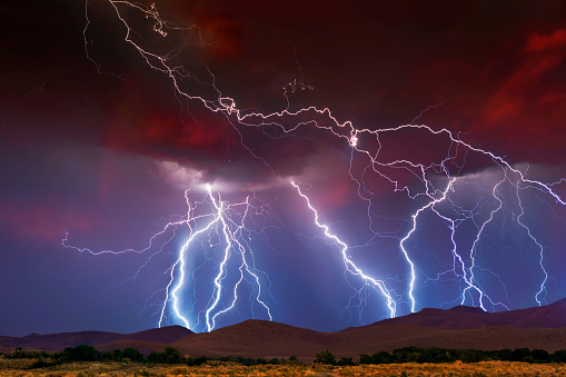 Stormy Skies with multiple lightning strikes