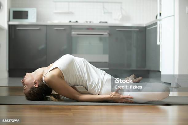 Fish Yoga Pose Stock Photo - Download Image Now - Active Lifestyle, Activity, Adult