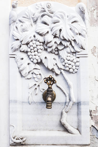 istock Old street washbasin with a tap. With beautiful marble texture 636374042