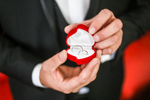 istock Groom showing wedding rings 636374438