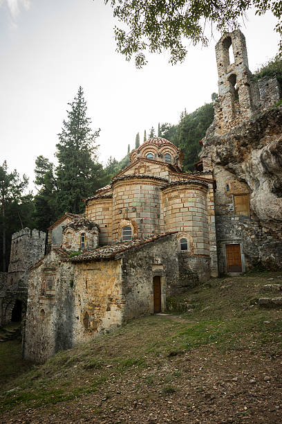 istock New bridge and old bridge with  small chapel at Karytaina 636378758