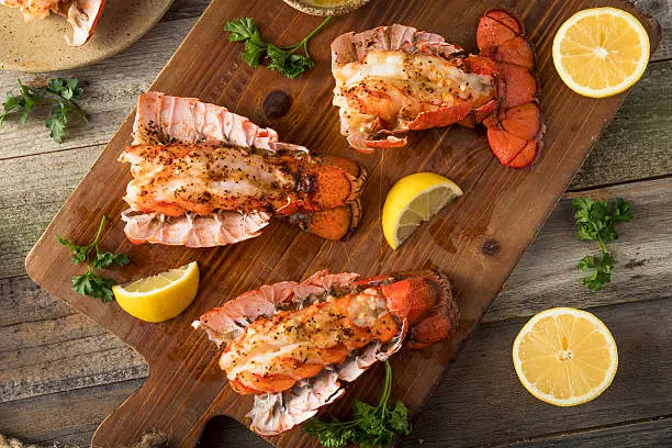 Seasoned Baked Lobster Tails with Lemon and Butter Sauce