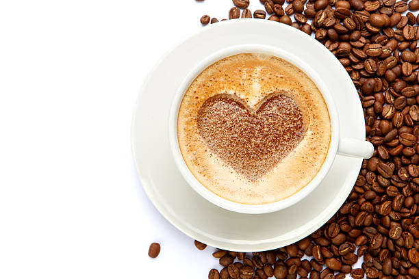istock coffee cup with heart shape made of foam 636380864