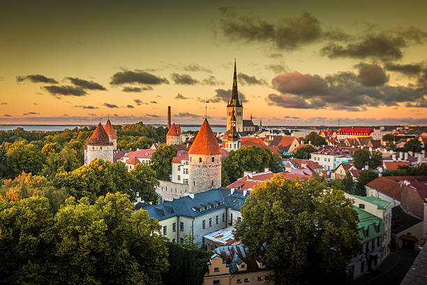 istock Sunset in Tallinn Estonia 636384404