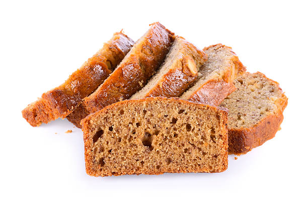 istock Almond banana bread on white background 636384730