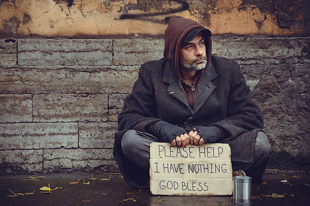 Homeless man Homeless man sitting outdoor begging social issue stock pictures, royalty-free photos & images