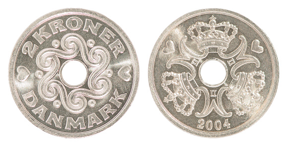 Denmark Two kroner on a white background - set