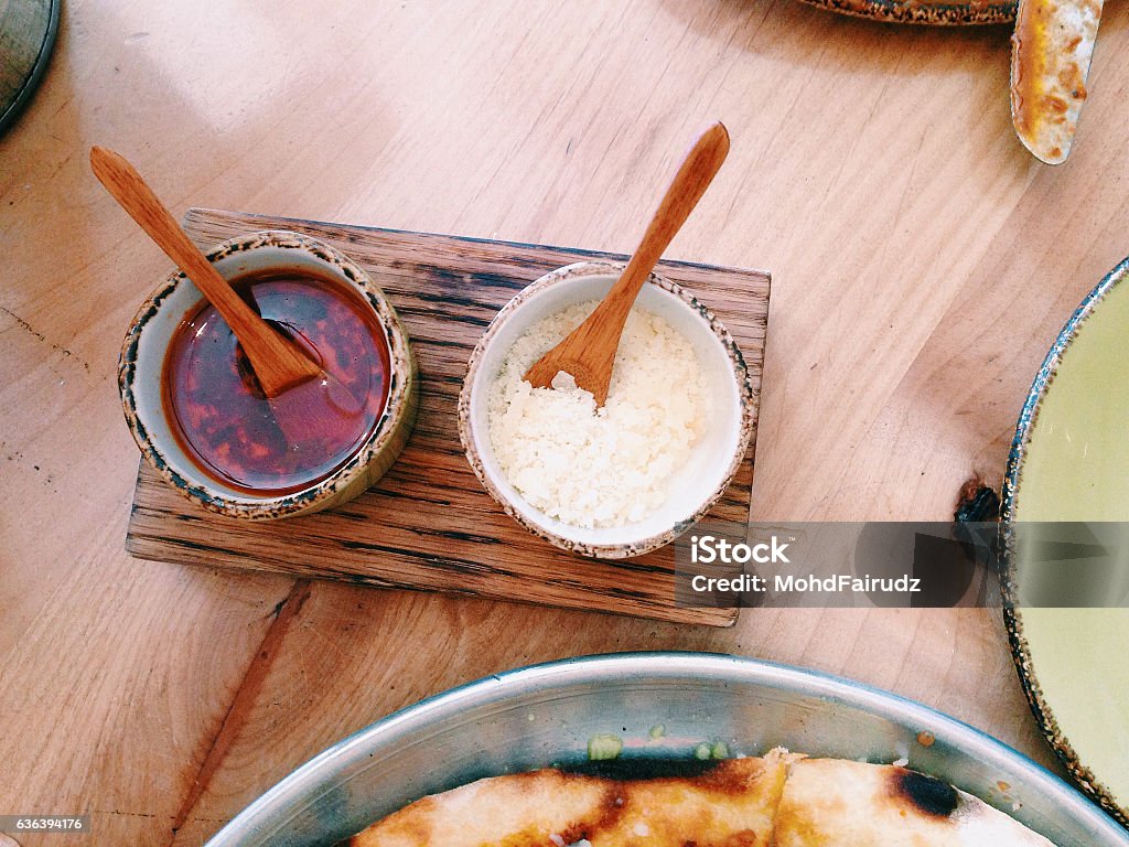 Sugar with sauce on table Backgrounds Stock Photo