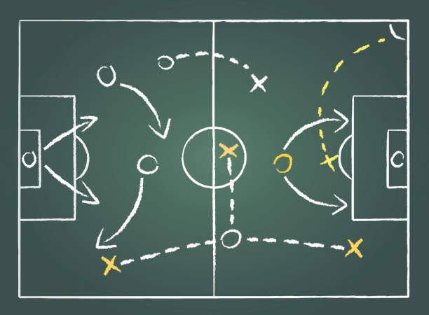 ilustraciones, imágenes clip art, dibujos animados e iconos de stock de plan de fútbol - football strategy plan sport