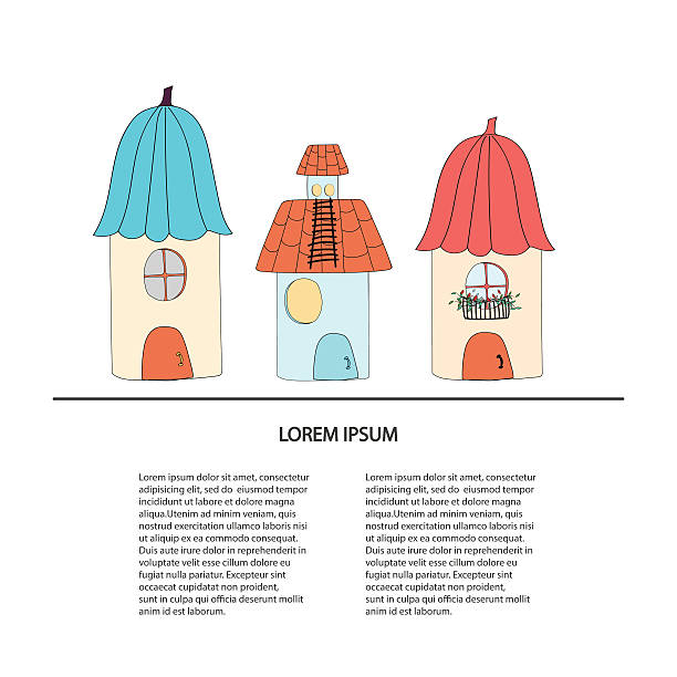 set of house Collection artoon of cute houses . Vector illustration with place for your text. small kid big building stock illustrations