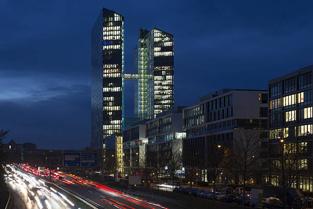 istock Busy road with office building in Munich, Germany 636394796