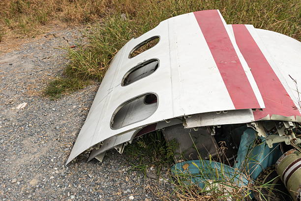 istock Airplane wreckage windows parts 636398852