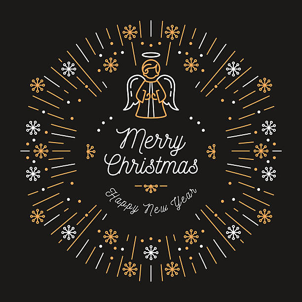 트렌디 한 크리스마스 카드 새해 복 많은 년, 최소한의 디자인 아르 데코 - deco decoration christmas christmas tree stock illustrations