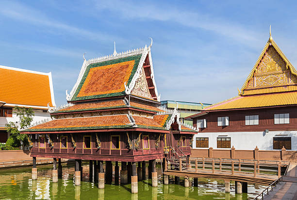 istock Public old wooden thai temple architecture 636406848