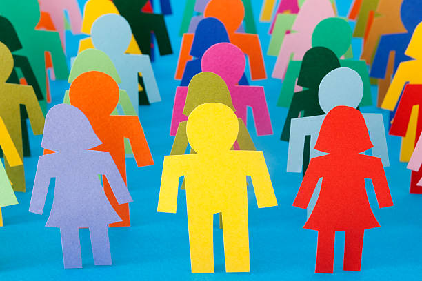 istock Rows of multicolored people 636408460
