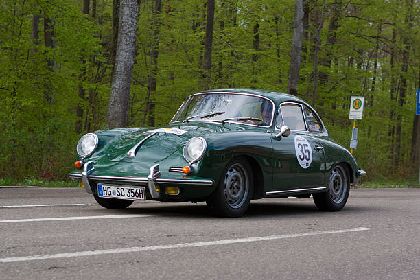 1965 Porsche 356 SC at the Wurttemberg Historic Rallye Heidenheim, Germany - May 4, 2013: Karl Breyer and Gerd Spothelfer in their 1965 Porsche 356 SC at the ADAC Wurttemberg Historic Rallye 2013 on May 4, 2013 in Heidenheim, Germany. adac stock pictures, royalty-free photos & images