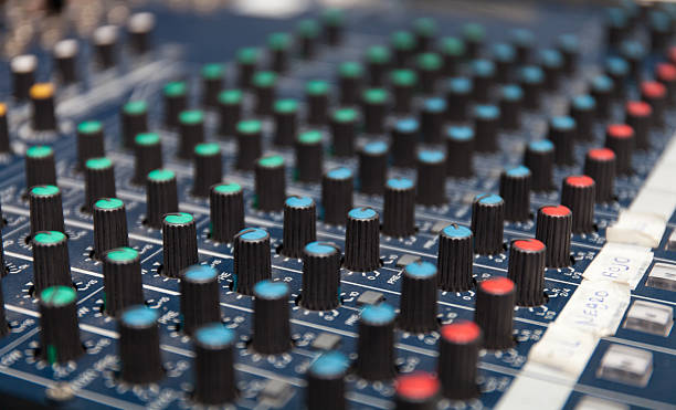 istock Colorful sound mixer. Texture design. amplifier equipment 636420196