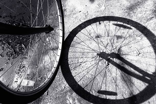 Front wheel of a bicycle stock photo
