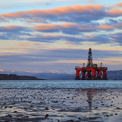 Semi Submersible Oil Rig at Cromarty Firth in Invergordon, Scotland