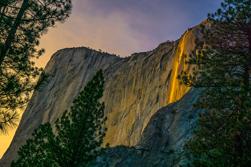 A natural phenomenon that happens only 2 weeks out of the year when the setting sun lights up Horsetail fall in such a way that makes it appear to glow like lava.