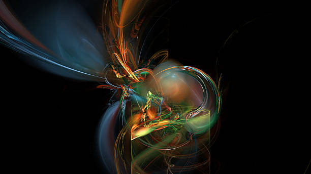 courbes colorées et vagues arrière-plan abstrait - fantasy three dimensional three dimensional shape human nervous system photos et images de collection