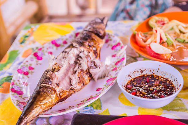 istock Grilled Sabah finish, focus at its spicy sauce 636443692