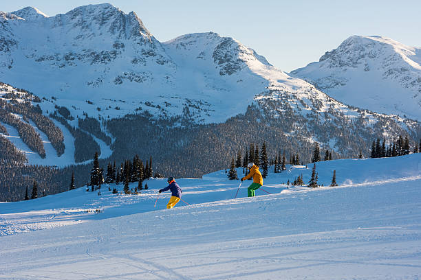 istock Couple skiing on a sunny day 636443846