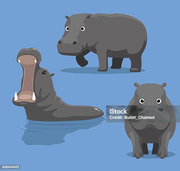 Cute Hippopotamus Cartoon Vector Illustration Stock Illustration - Download Image Now - Hippopotamus, Africa, Animal