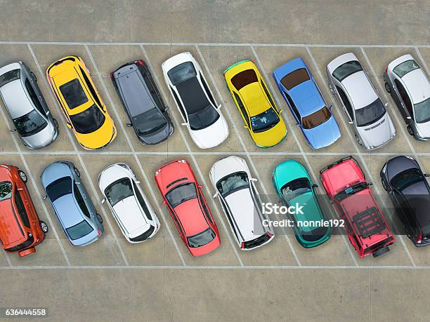 Empty Parking Lots Aerial View Stock Photo - Download Image Now - Parking Lot, Car, Parking