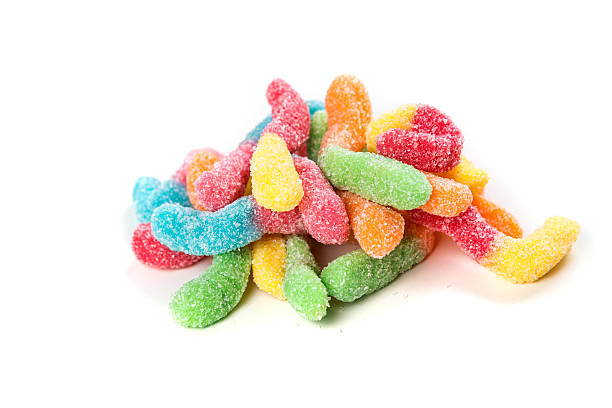 istock Sour gummy worms isolated on a white background 636447408
